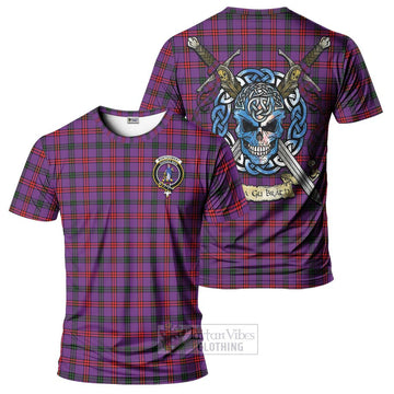 Montgomery Tartan T-Shirt with Family Crest Celtic Skull Style