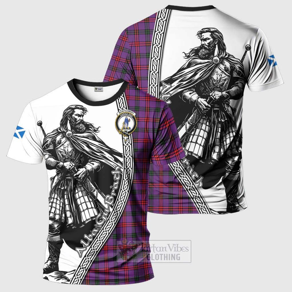 Tartan Vibes Clothing Montgomery Tartan Clan Crest T-Shirt with Highlander Warrior Celtic Style