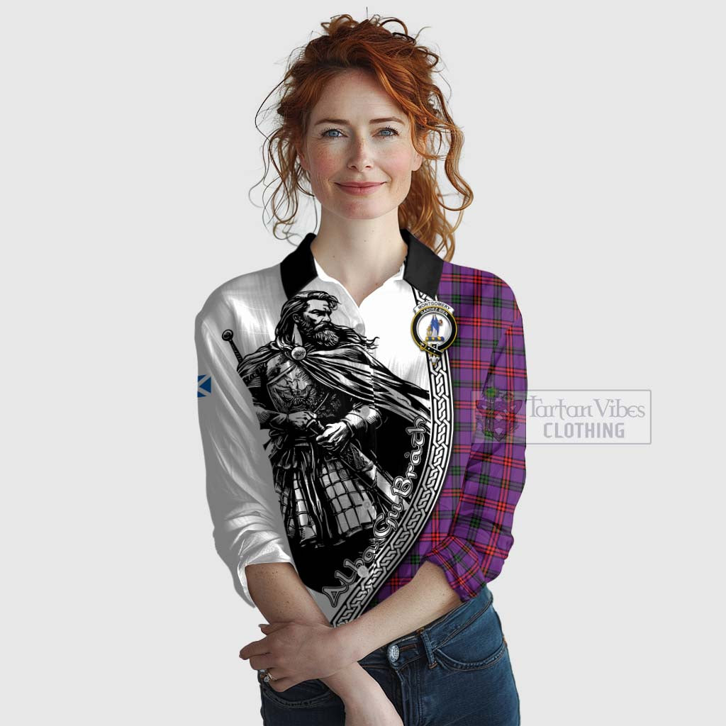 Tartan Vibes Clothing Montgomery Tartan Clan Crest Women's Casual Shirt with Highlander Warrior Celtic Style