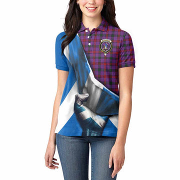 Montgomery Tartan Women's Polo Shirt with Family Crest Scotland Patriotic Style