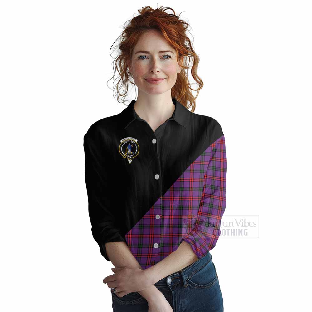 Tartan Vibes Clothing Montgomery Tartan Women's Casual Shirt with Family Crest and Military Logo Style