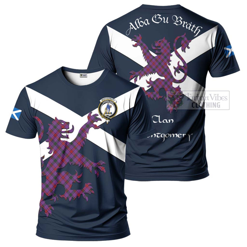 Tartan Vibes Clothing Montgomery Tartan Lion Rampant T-Shirt – Proudly Display Your Heritage with Alba Gu Brath and Clan Name