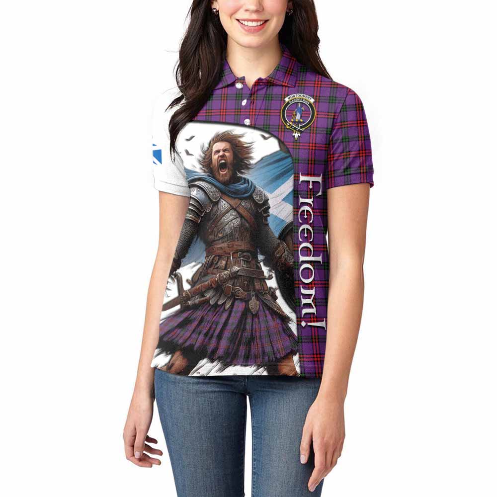 Tartan Vibes Clothing Montgomery Crest Tartan Women's Polo Shirt Inspired by the Freedom of Scottish Warrior