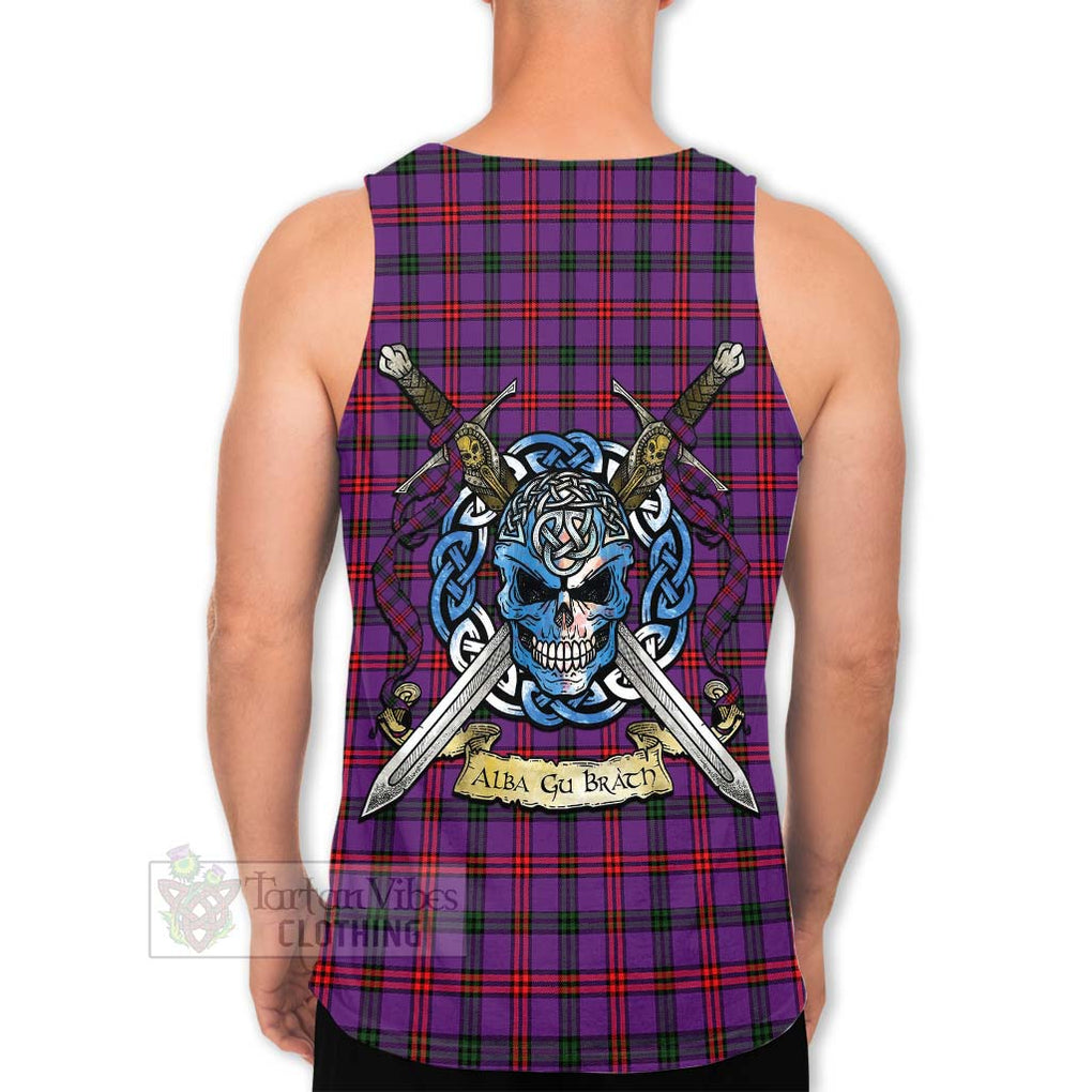 Tartan Vibes Clothing Montgomery Tartan Men's Tank Top with Family Crest Celtic Skull Style