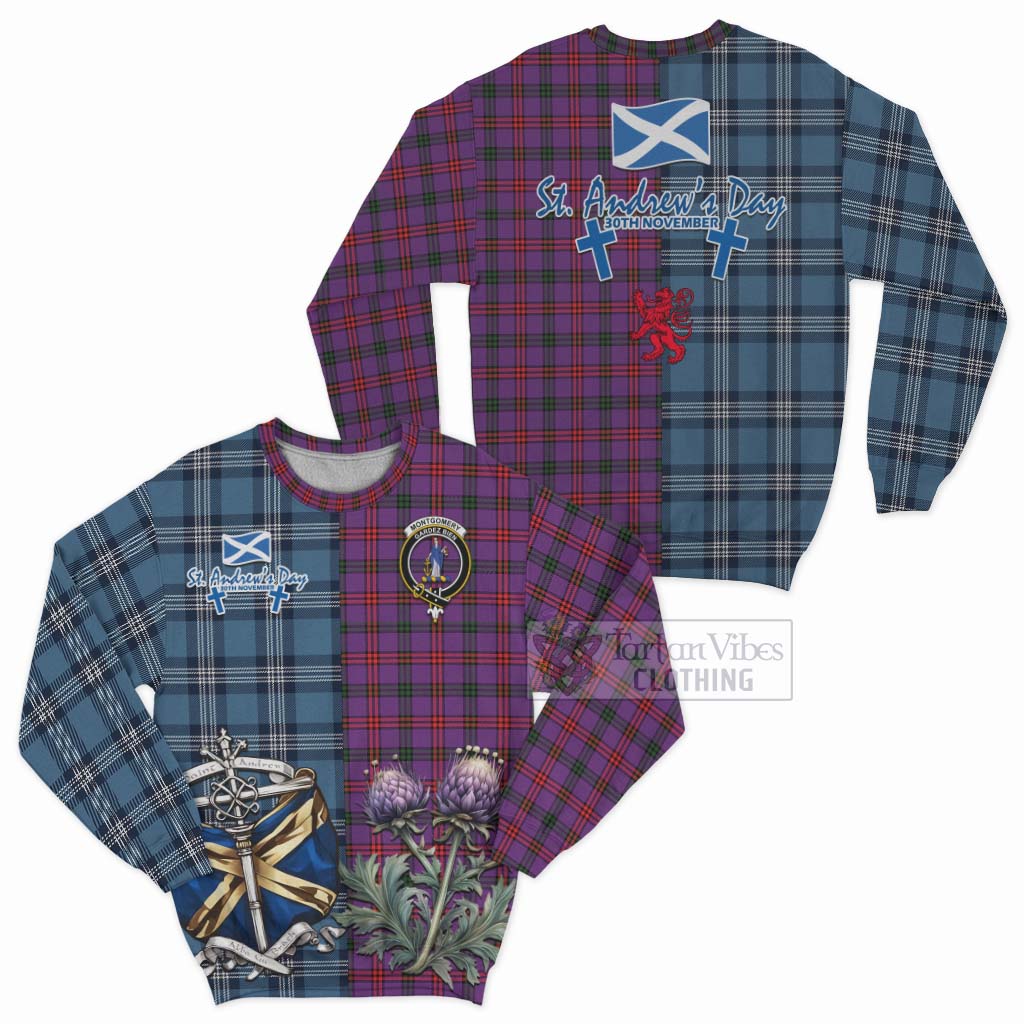 Tartan Vibes Clothing Montgomery Tartan Sweatshirt Happy St. Andrew's Day Half Tartan Style