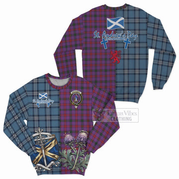 Montgomery Tartan Sweatshirt Happy St. Andrew's Day Half Tartan Style