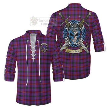 Montgomery Tartan Ghillie Kilt Shirt with Family Crest Celtic Skull Style