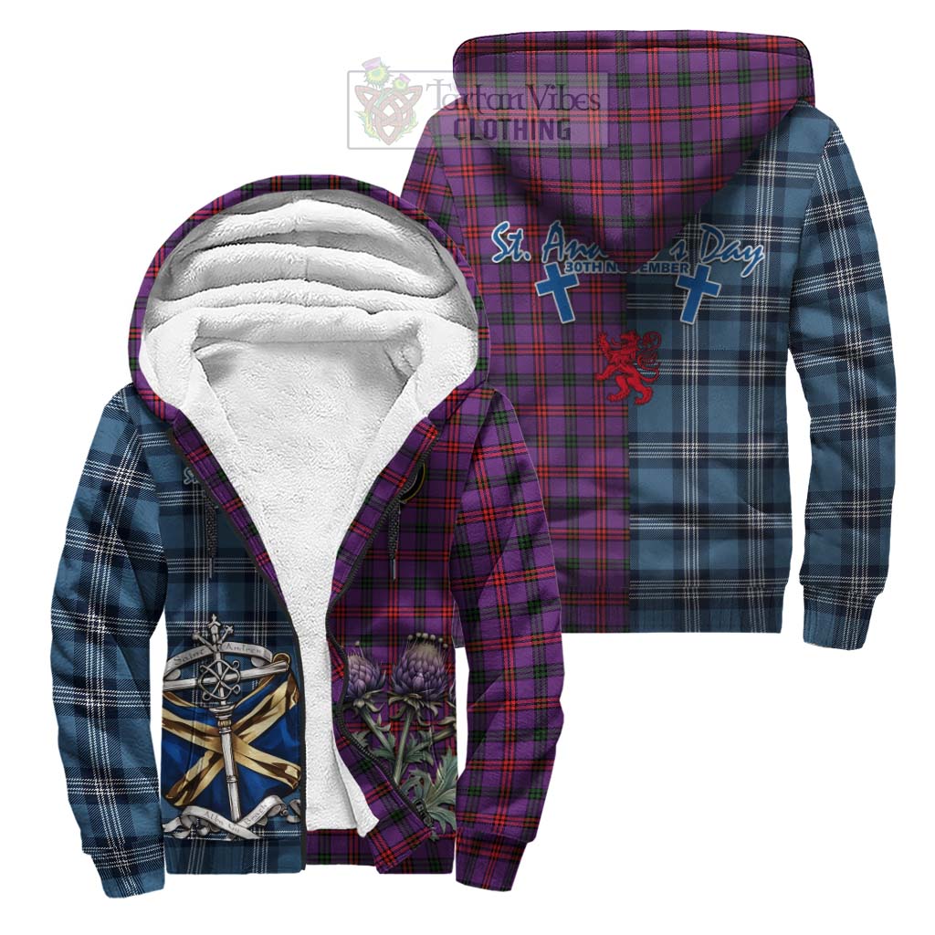 Tartan Vibes Clothing Montgomery Tartan Sherpa Hoodie Happy St. Andrew's Day Half Tartan Style