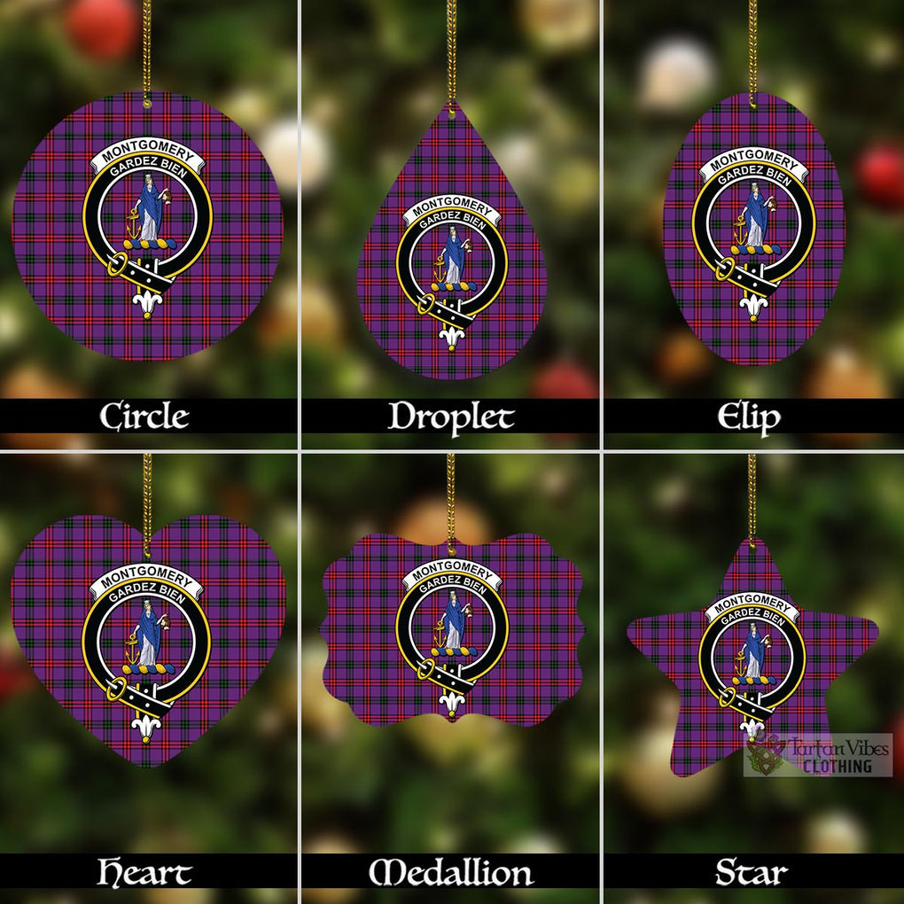 Tartan Vibes Clothing Montgomery Tartan Christmas Aluminium Ornament with Family Crest