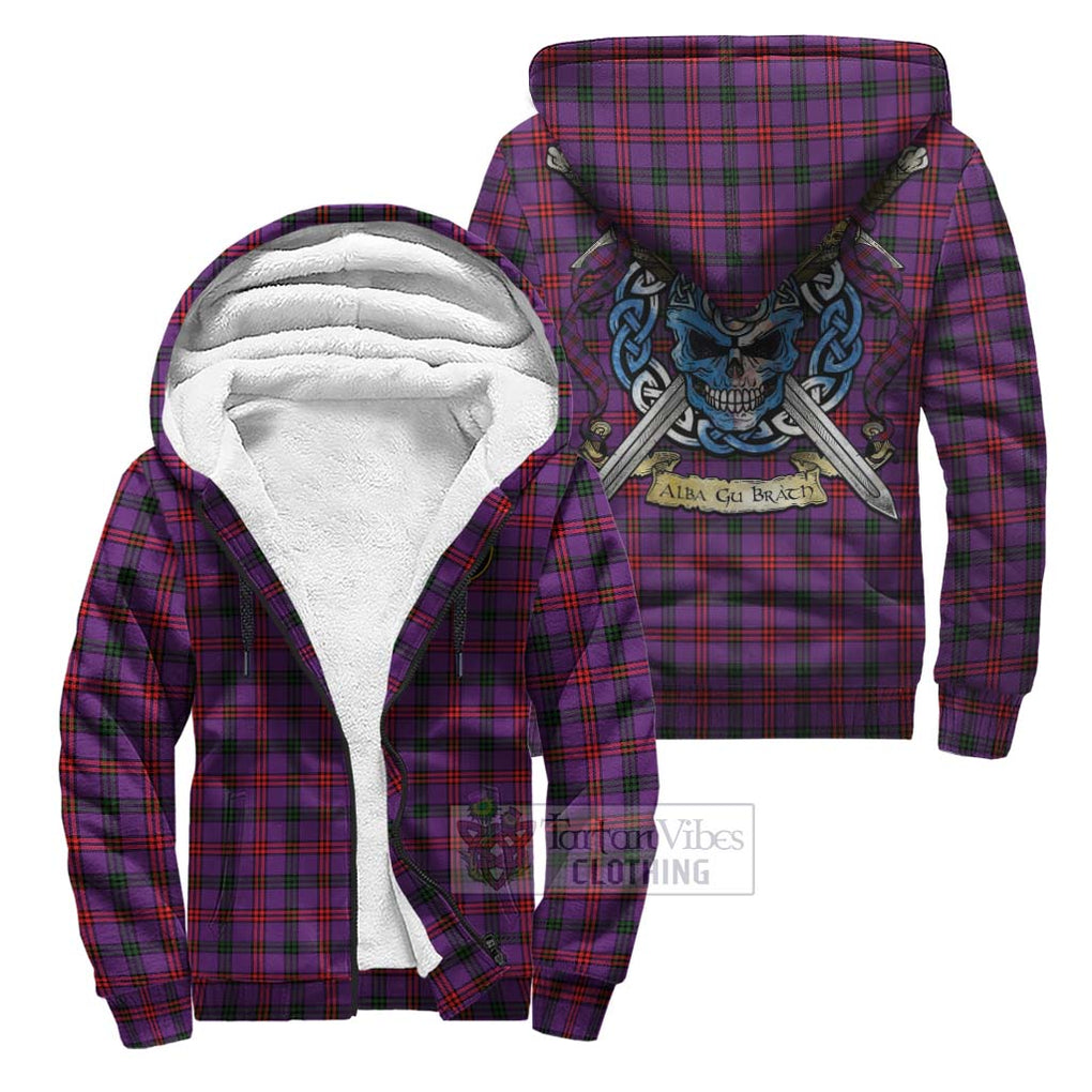 Tartan Vibes Clothing Montgomery Tartan Sherpa Hoodie with Family Crest Celtic Skull Style