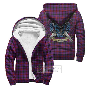 Montgomery Tartan Sherpa Hoodie with Family Crest Celtic Skull Style