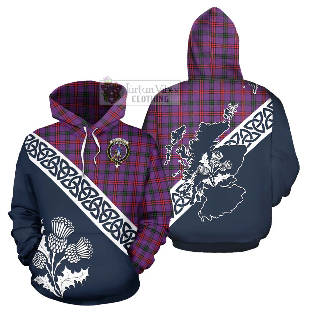 Tartan Vibes Clothing Montgomery Tartan Hoodie Featuring Thistle and Scotland Map