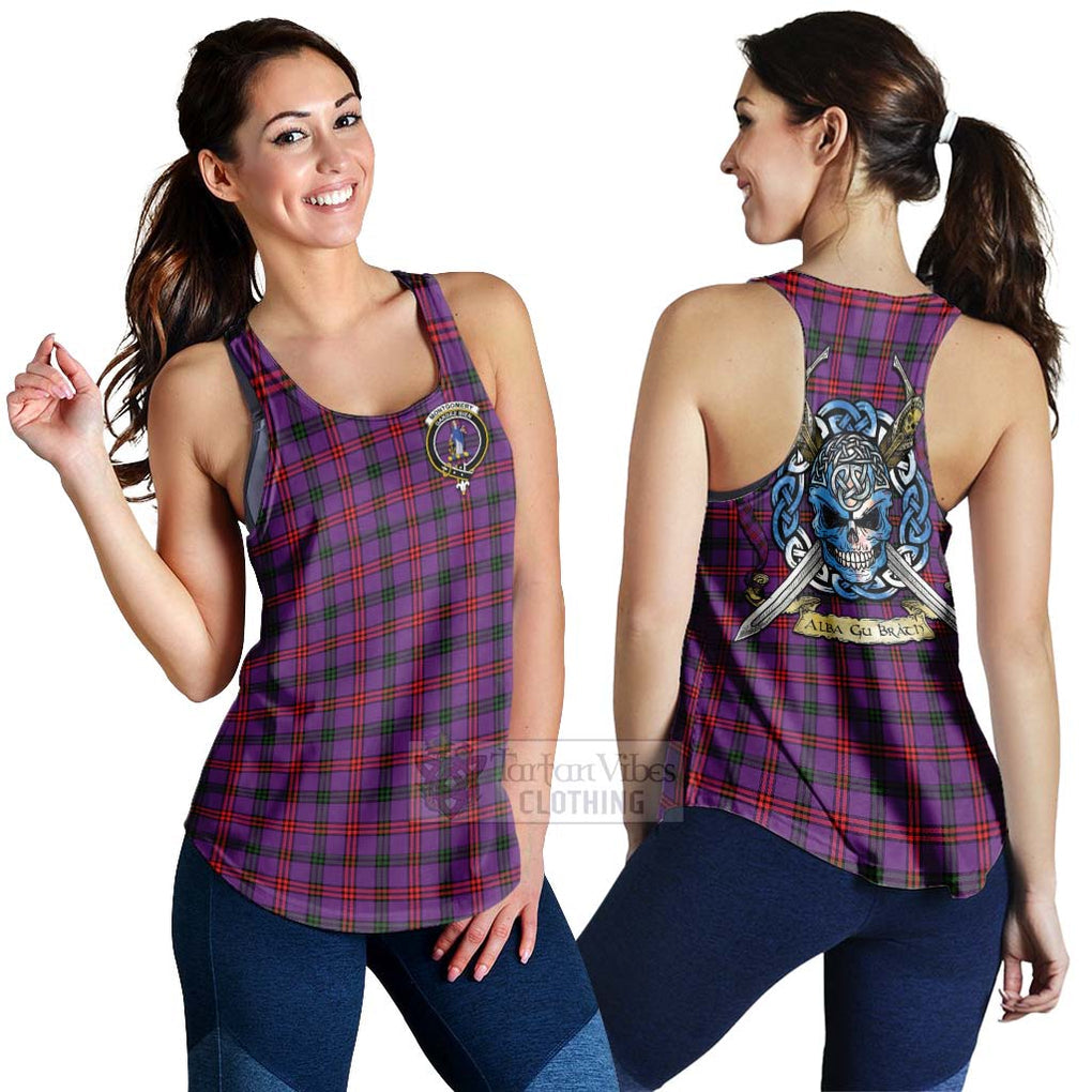 Tartan Vibes Clothing Montgomery Tartan Women's Racerback Tanks with Family Crest Celtic Skull Style