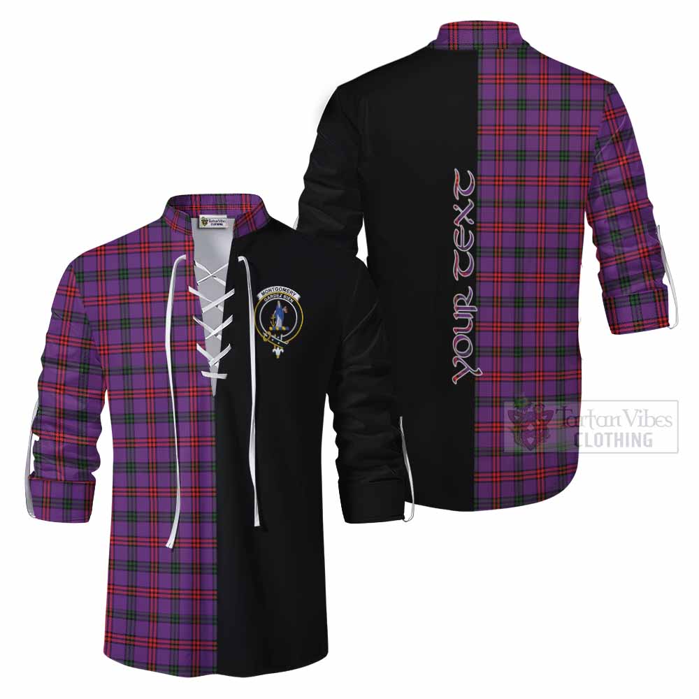 Tartan Vibes Clothing Montgomery Tartan Ghillie Kilt Shirt with Family Crest and Half Of Me Style