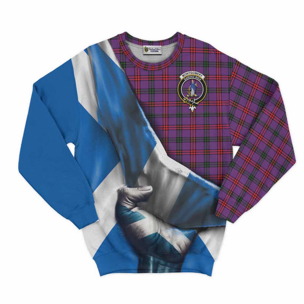 Tartan Vibes Clothing Montgomery Tartan Sweatshirt with Family Crest Scotland Patriotic Style