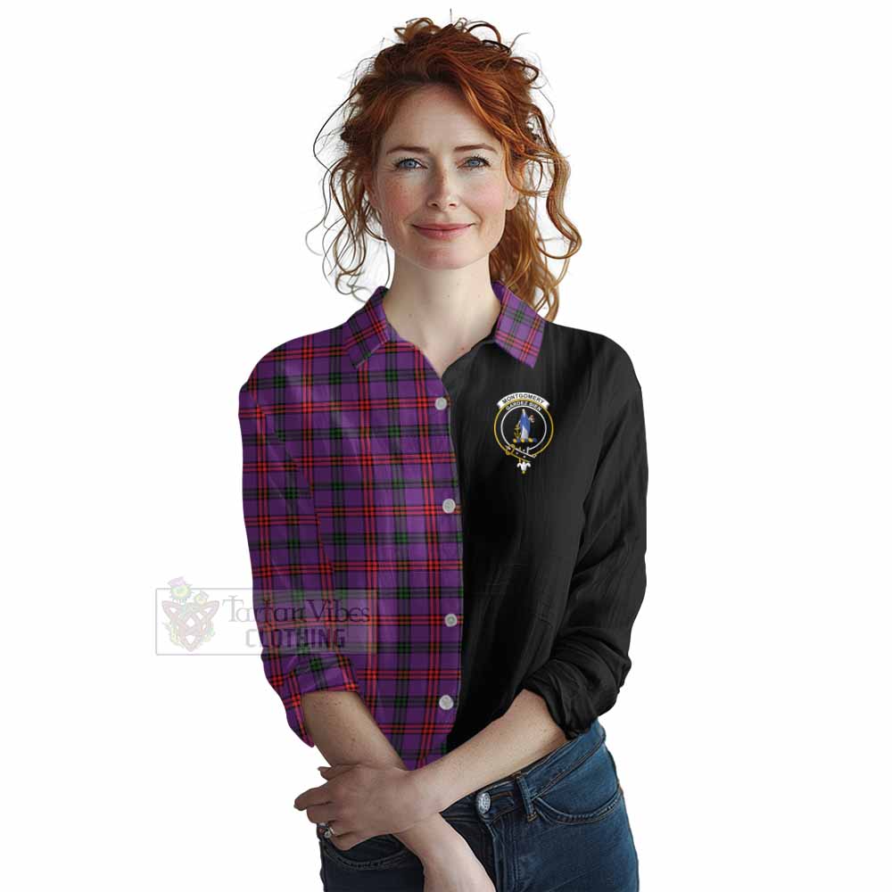 Tartan Vibes Clothing Montgomery Tartan Women's Casual Shirt with Family Crest and Half Of Me Style