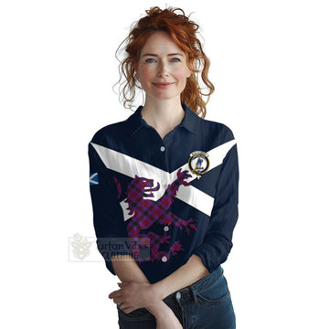 Montgomery Tartan Lion Rampant Women's Casual Shirt Proudly Display Your Heritage with Alba Gu Brath and Clan Name