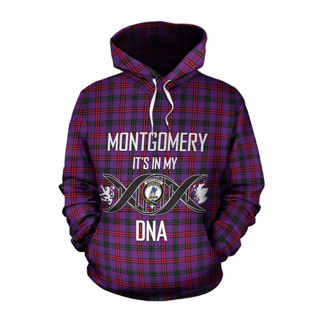 Tartan Vibes Clothing Montgomery Tartan Cotton Hoodie with Family Crest DNA In Me Style