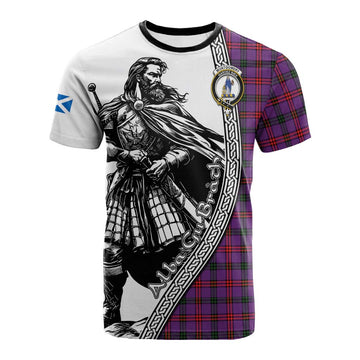 Montgomery Tartan Clan Crest Cotton T-shirt with Highlander Warrior Celtic Style