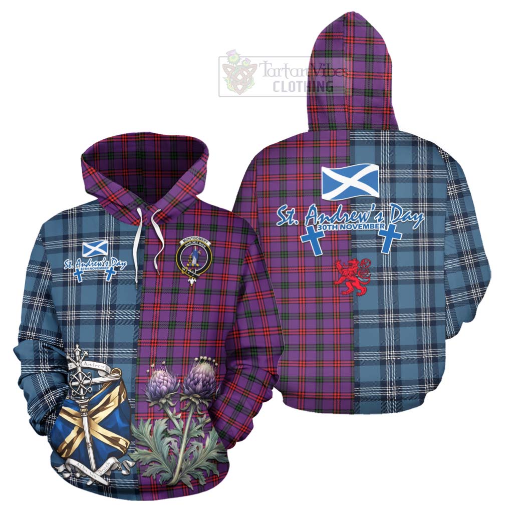 Tartan Vibes Clothing Montgomery Tartan Hoodie Happy St. Andrew's Day Half Tartan Style