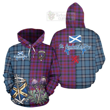 Montgomery Tartan Hoodie Happy St. Andrew's Day Half Tartan Style