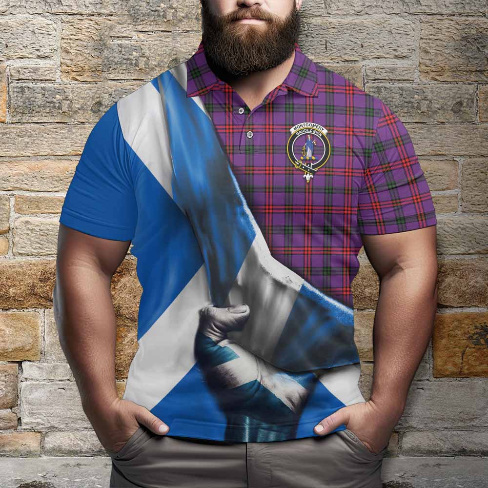 Tartan Vibes Clothing Montgomery Tartan Polo Shirt with Family Crest Scotland Patriotic Style