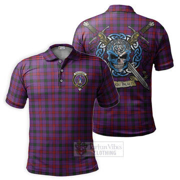 Montgomery Tartan Polo Shirt with Family Crest Celtic Skull Style