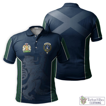 Montgomery Tartan Men's Polo Shirt with Family Crest and Lion Rampant Vibes Sport Style
