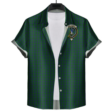 Montgomery Tartan Short Sleeve Button Down Shirt with Family Crest