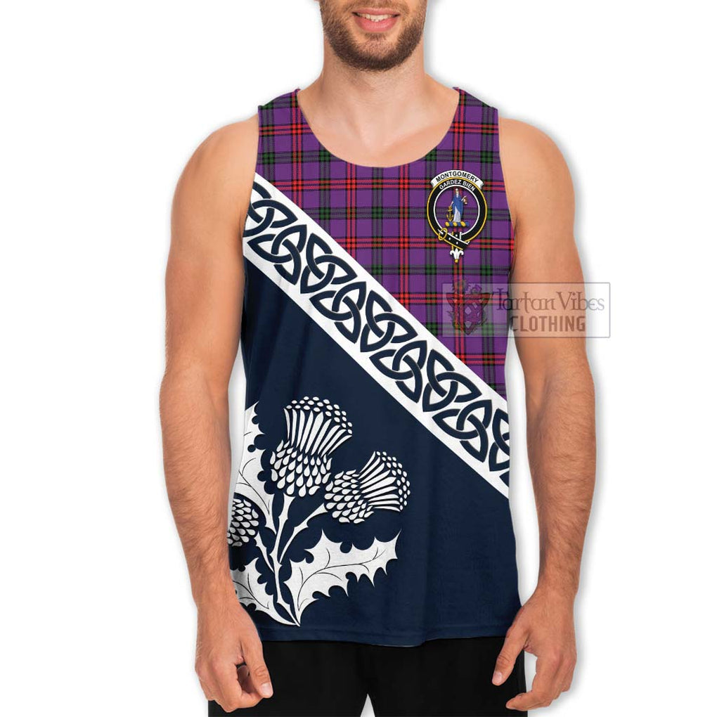 Tartan Vibes Clothing Montgomery Tartan Men's Tank Top Featuring Thistle and Scotland Map