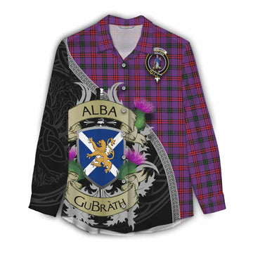 Montgomery Tartan Family Crest Women's Casual Shirt Lion Rampant Royal Thistle Shield Celtic Inspired