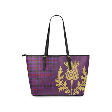 Montgomery Tartan Leather Tote Bag Gold Thistle Style - Tartan Vibes Clothing