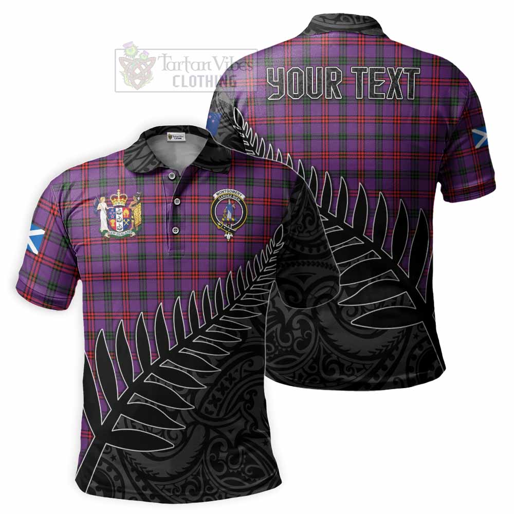 Tartan Vibes Clothing Montgomery Crest Tartan Polo Shirt with New Zealand Silver Fern Half Style