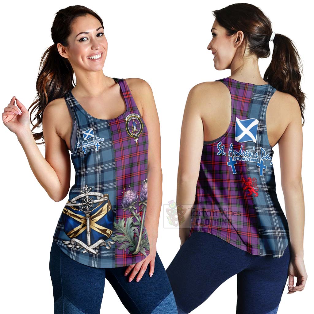 Tartan Vibes Clothing Montgomery Tartan Women's Racerback Tanks Happy St. Andrew's Day Half Tartan Style