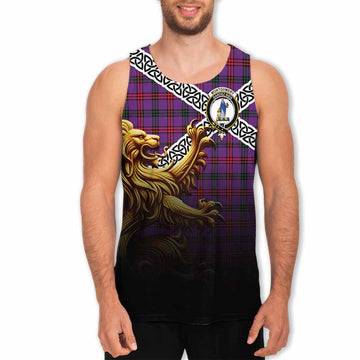 Montgomery Crest Tartan Men's Tank Top with Golden Lion Emblem Celtic Style Men - Tartan Vibes Clothing