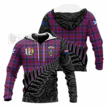 Montgomery Crest Tartan Knitted Hoodie with New Zealand Silver Fern Half Style