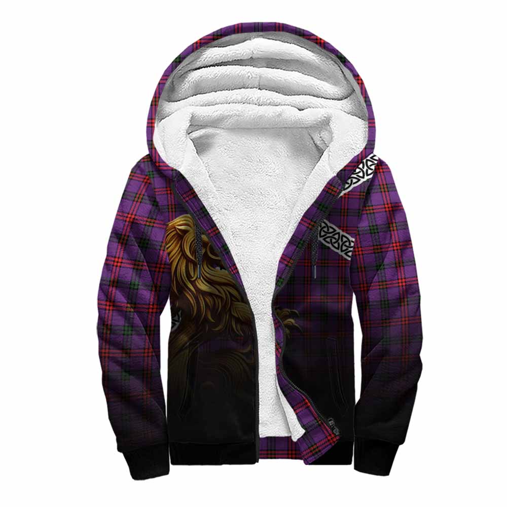 Montgomery Crest Tartan Sherpa Hoodie with Golden Lion Emblem Celtic Style Unisex S - Tartan Vibes Clothing