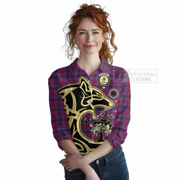 Montgomery Tartan Women's Casual Shirt with Family Crest Celtic Wolf Style