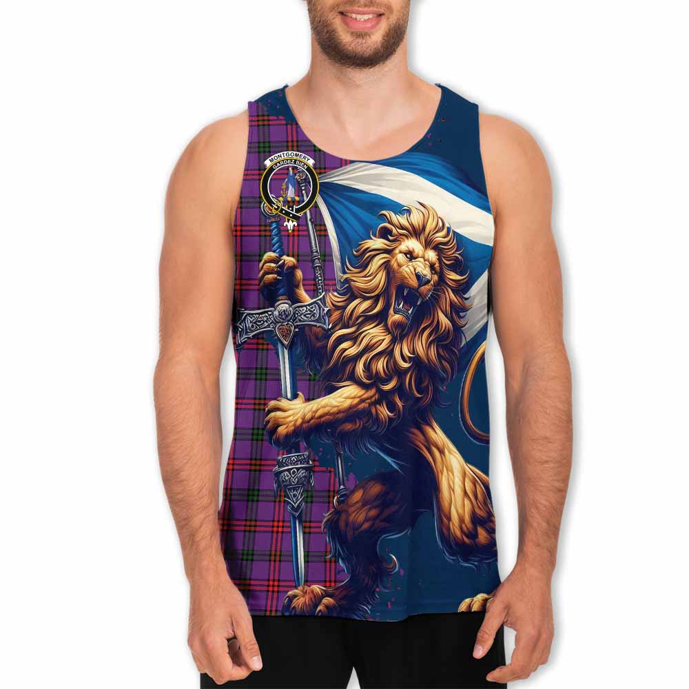 Tartan Vibes Clothing Montgomery Tartan Family Crest Men's Tank Top with Scottish Majestic Lion