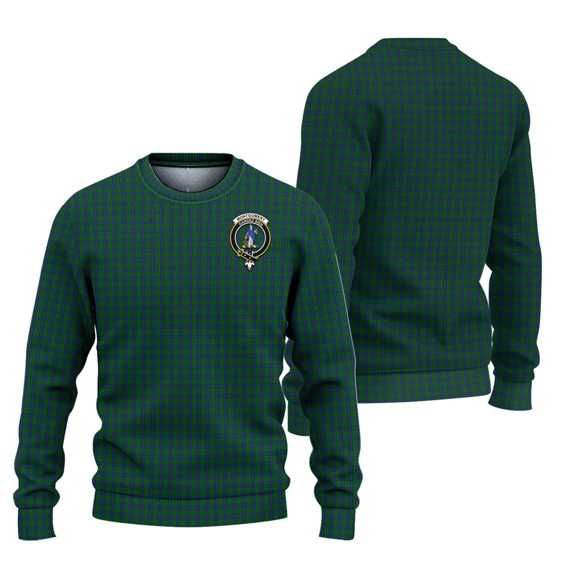 Montgomery Tartan Knitted Sweater with Family Crest Unisex - Tartanvibesclothing