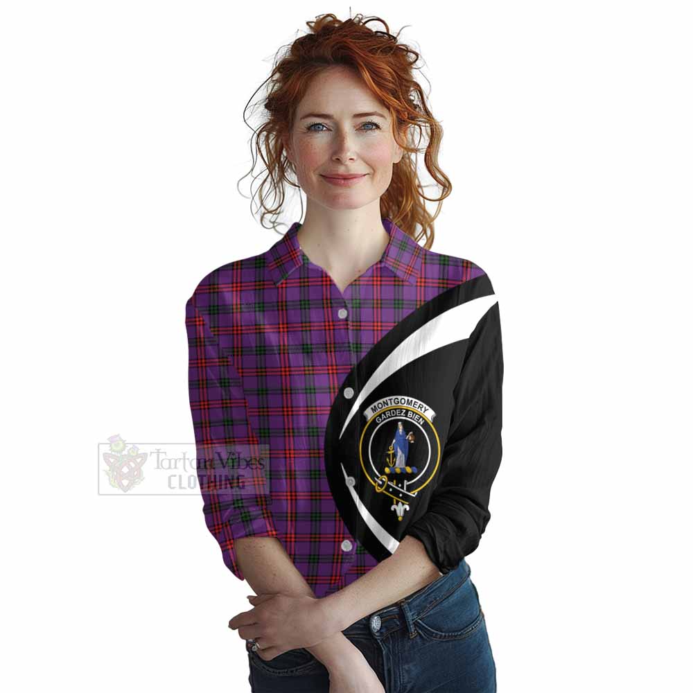 Tartan Vibes Clothing Montgomery Tartan Women's Casual Shirt with Family Crest Circle Style