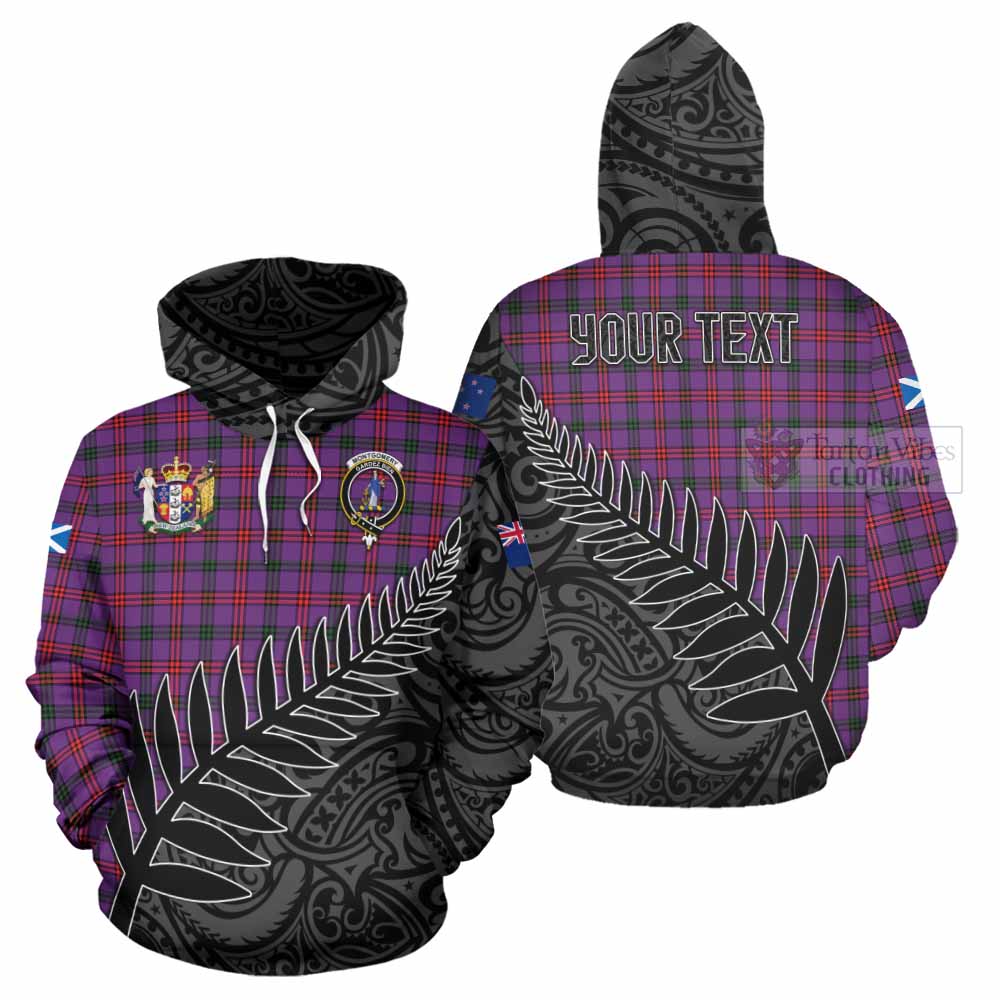 Tartan Vibes Clothing Montgomery Crest Tartan Hoodie with New Zealand Silver Fern Half Style