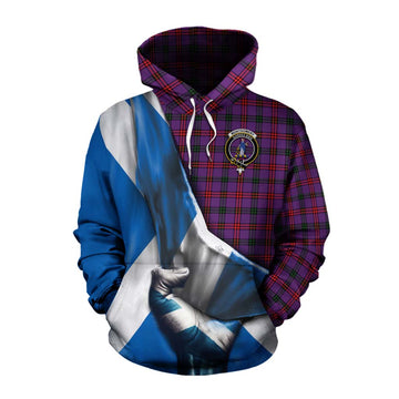 Montgomery Tartan Cotton Hoodie with Family Crest Scotland Patriotic Style