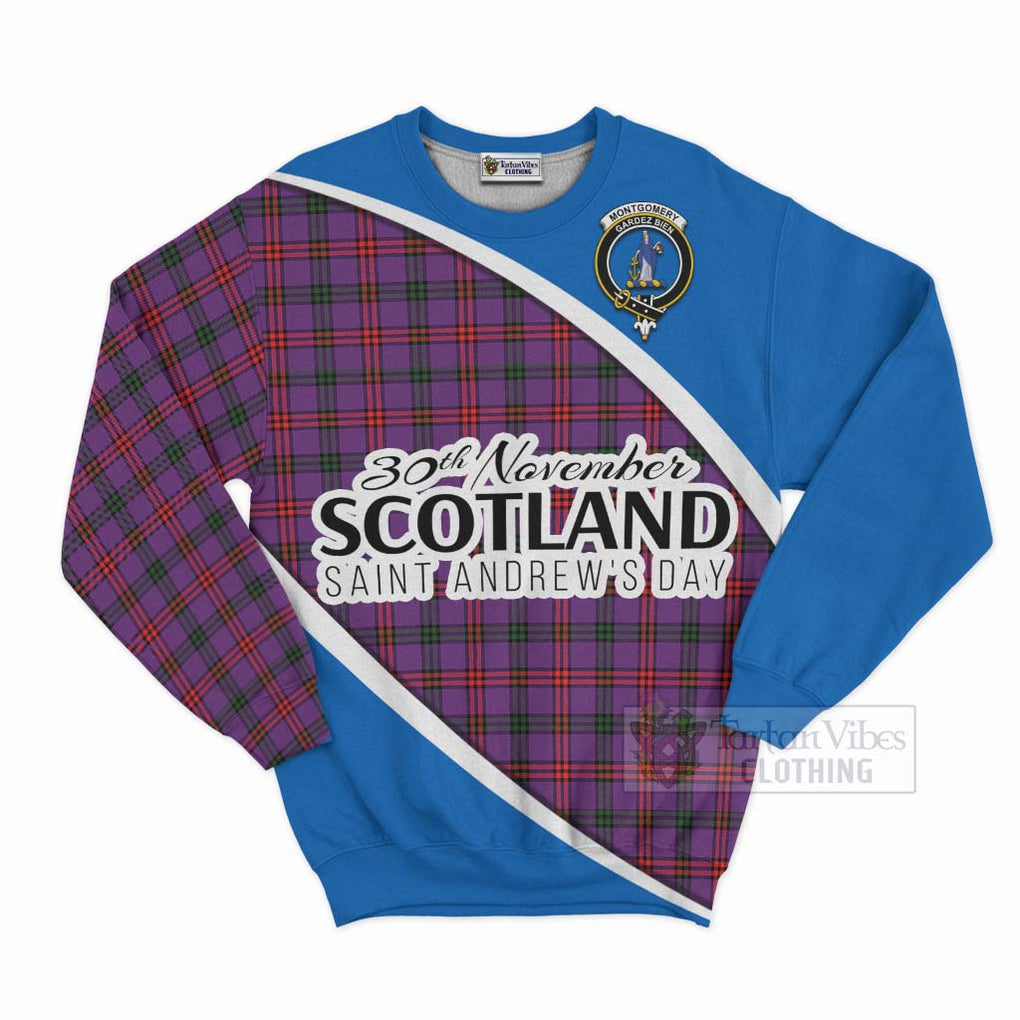 Tartan Vibes Clothing Montgomery Family Crest Tartan Sweatshirt Celebrate Saint Andrew's Day in Style