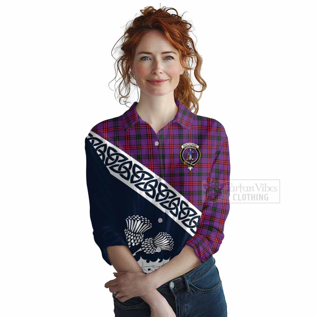 Tartan Vibes Clothing Montgomery Tartan Women's Casual Shirt Featuring Thistle and Scotland Map