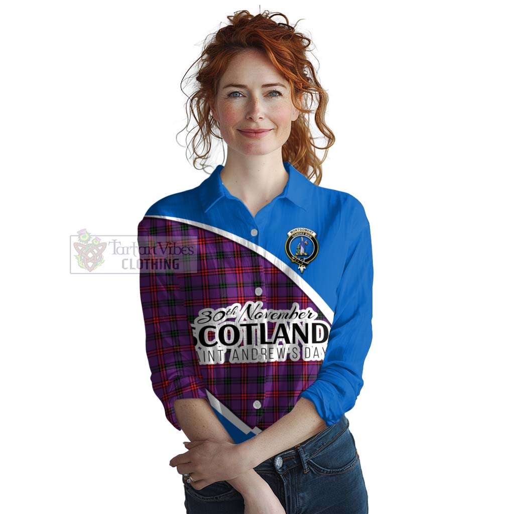 Tartan Vibes Clothing Montgomery Family Crest Tartan Women's Casual Shirt Celebrate Saint Andrew's Day in Style