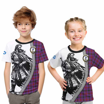 Montgomery Tartan Clan Crest Kid T-Shirt with Highlander Warrior Celtic Style