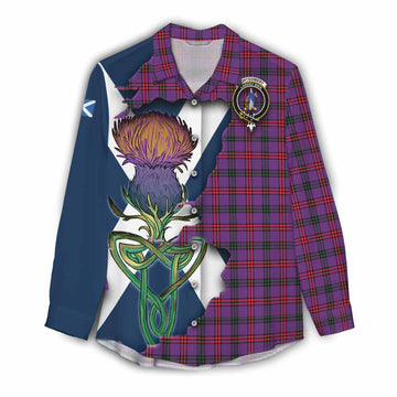 Montgomery Tartan Family Crest Women's Casual Shirt Scottish Thistle Celtic Inspired