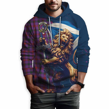 Montgomery Tartan Family Crest Hoodie with Scottish Majestic Lion