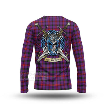 Montgomery Tartan Long Sleeve T-Shirt with Family Crest Celtic Skull Style